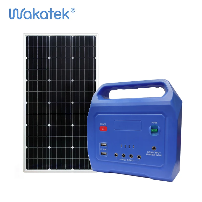 WAKATEK Off grid DC Portable Solar Power Station mini Solar Generator With Mobile Phone Charging USB Port Solar Light Kit For Ho