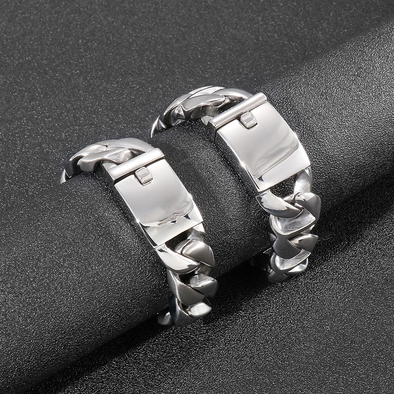 
Yingzhou factory wholesale hot sale stainless steel gold Miami Cuban chain hip hop bracelet custom 