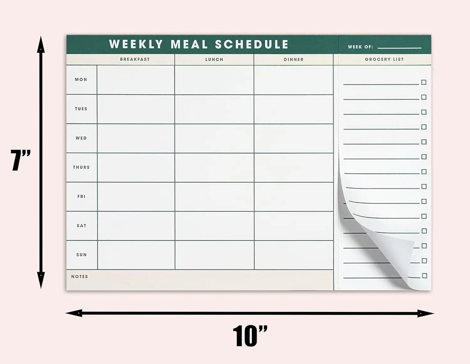Weekly Magnetic Meal Planner & Tear Off Grocery List 7 x 10 Inch Menu Planner Notepad for Fridge Dinner List for Refrigerator