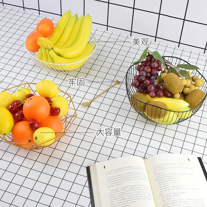 Dropshipping Shopify Metal Wire Fruit Basket Black Fruit Bowl for Kitchen Counter Fruit Holder Stand Storage Baskets