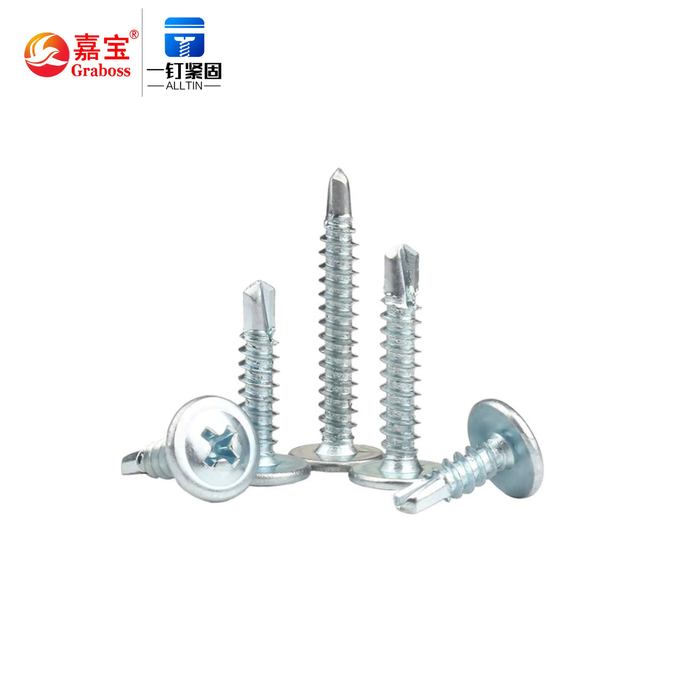Zinc Plated Pan Round Head Self Drilling Screws Truss Wafer Tapping for Metal
