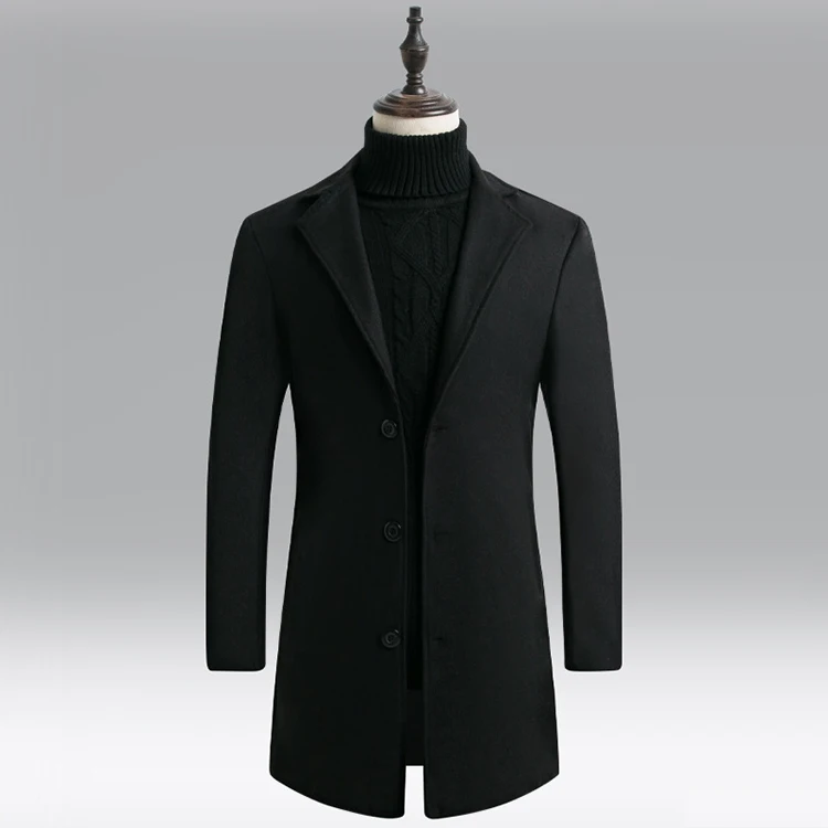 Европейское и американское длинное шерстяное пальто для мужчин, плотный зимний мужской тренчкот, облегающее пальто