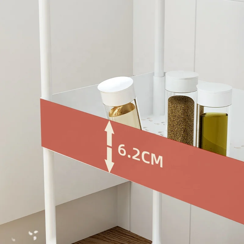 Narrow 4 tier flooring standing holders mobile island storage cart kitchen trolley with wheel