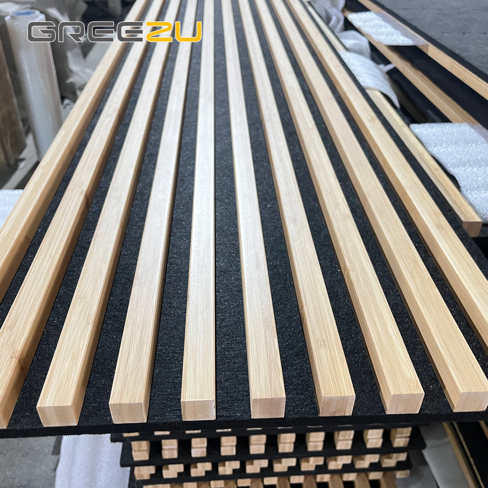 PET acoustic bamboo slats  wall panels wall panel Sound absorption polyester felt acoustic bamboo wall panels