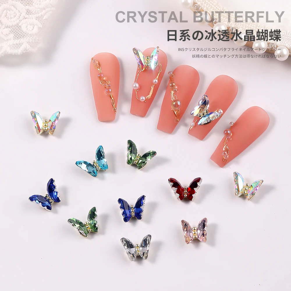 Glitter Sequins 3D Butterfly Zircon Nails Rhinestones Jewelry DIY Professional Zircon Parts Nail Art Manicure Decorations