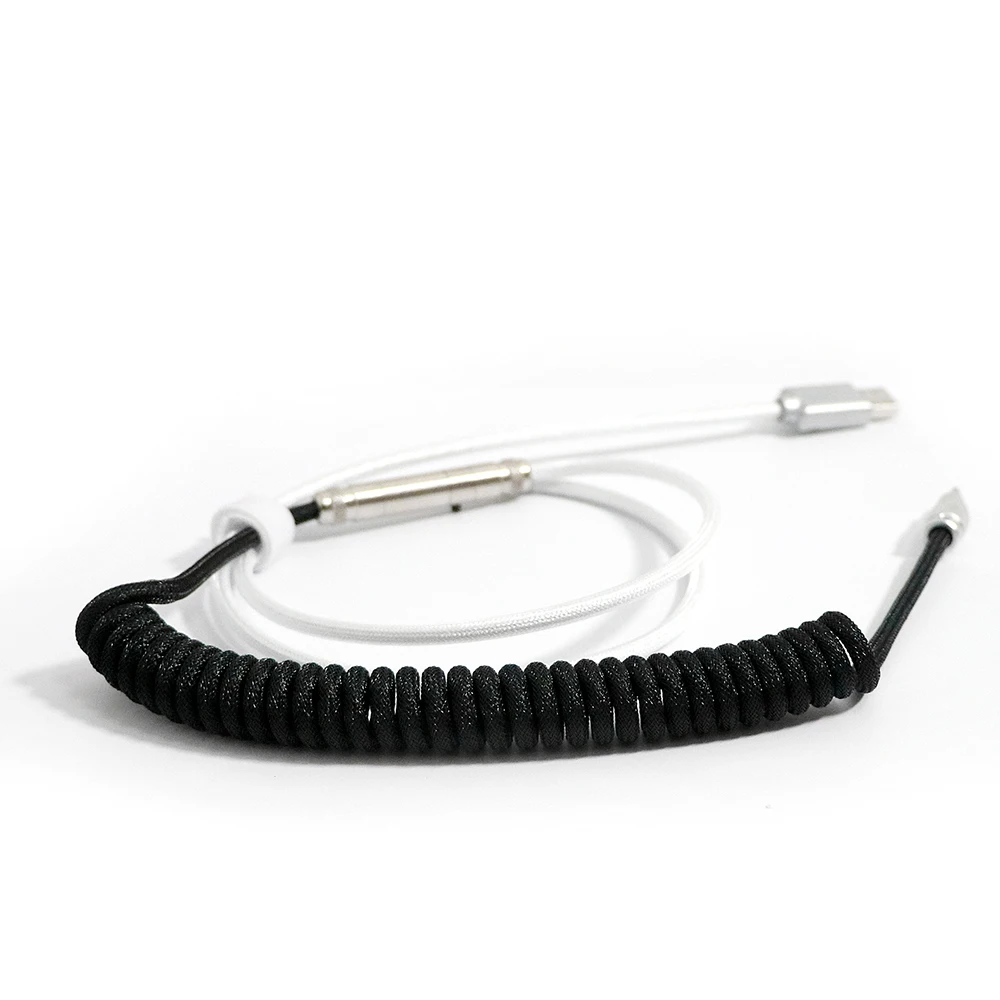 OEM Hotsale USB Keyboard Aviation Type-C Coiling For Wire Spring Mechanical Custom Coiled Double Sleeved Aviator Cable