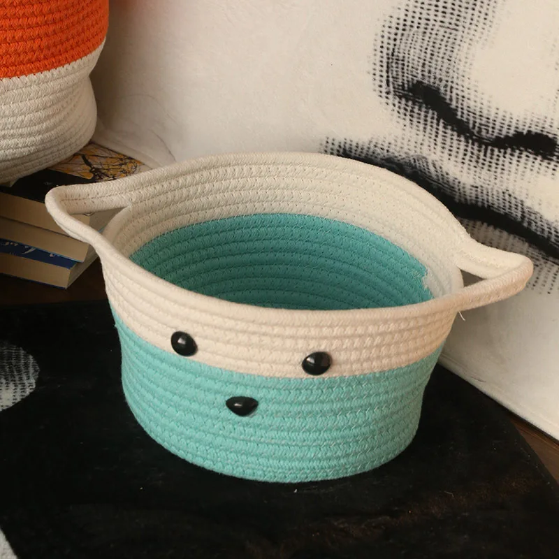 Wholesale Bedroom Dirty Clothes Basket Cotton Rope Storage Basket  Animal designs