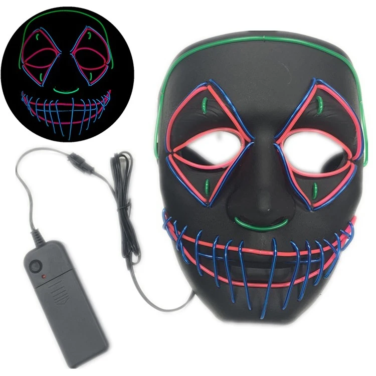 Halloween Costume Glow Clown Mask LED Cool  Mask For Halloween Cosplay  Party
