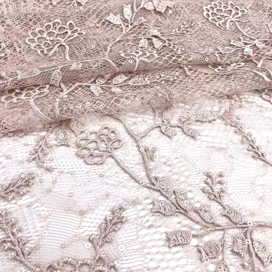 Lace Ground Fabric Water Soluble Textile Fabric Customized Dyed Flat Embroidery 3D Flower for Party Dress