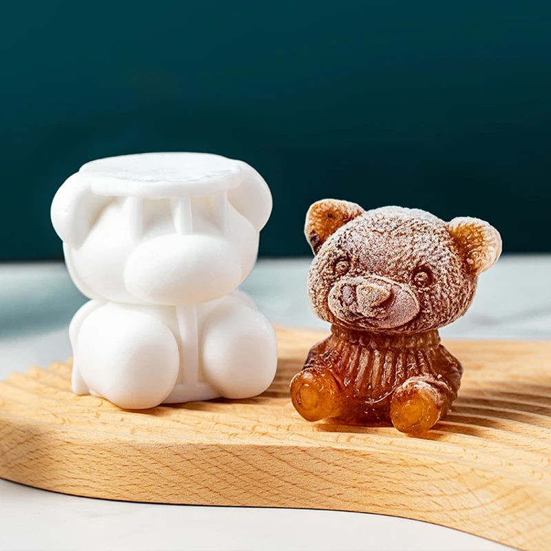 Bear Ice Cube Animal Ice Mold 3D Ice Cube Maker for Coffee Milk Tea Candy Gummy Fondant Cake Baking Cupcake Topper Decoration