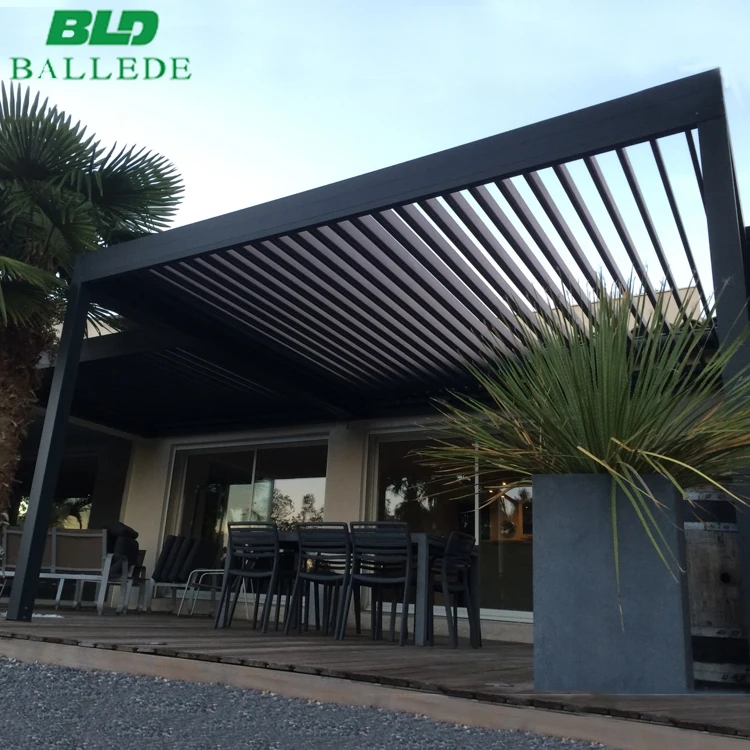 Build a pergola waterproof automatic motorized aluminio retractable outdoor electric pergola roof aluminium