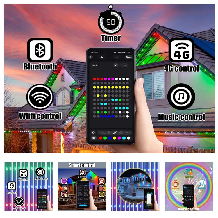 Cabochon Led Lights Rgbic 24V 36V Led Permanent Outdoor Christmas Point Lights Holiday Lights Luz Navidad Exterior