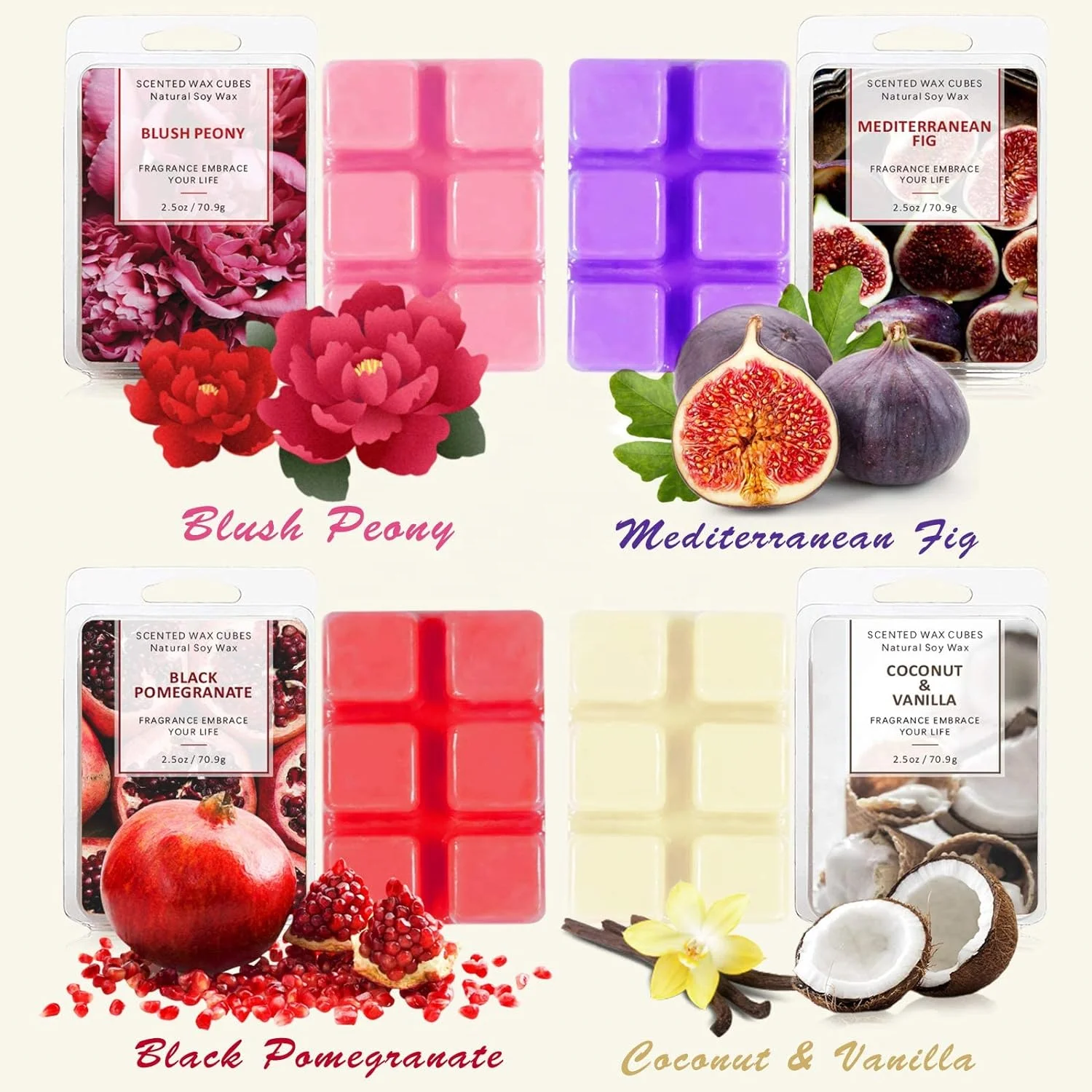 OEM personalised clamshells Custom scented wax tarts cubes scented soy aroma candle Wax block wax melts clamshell packaging