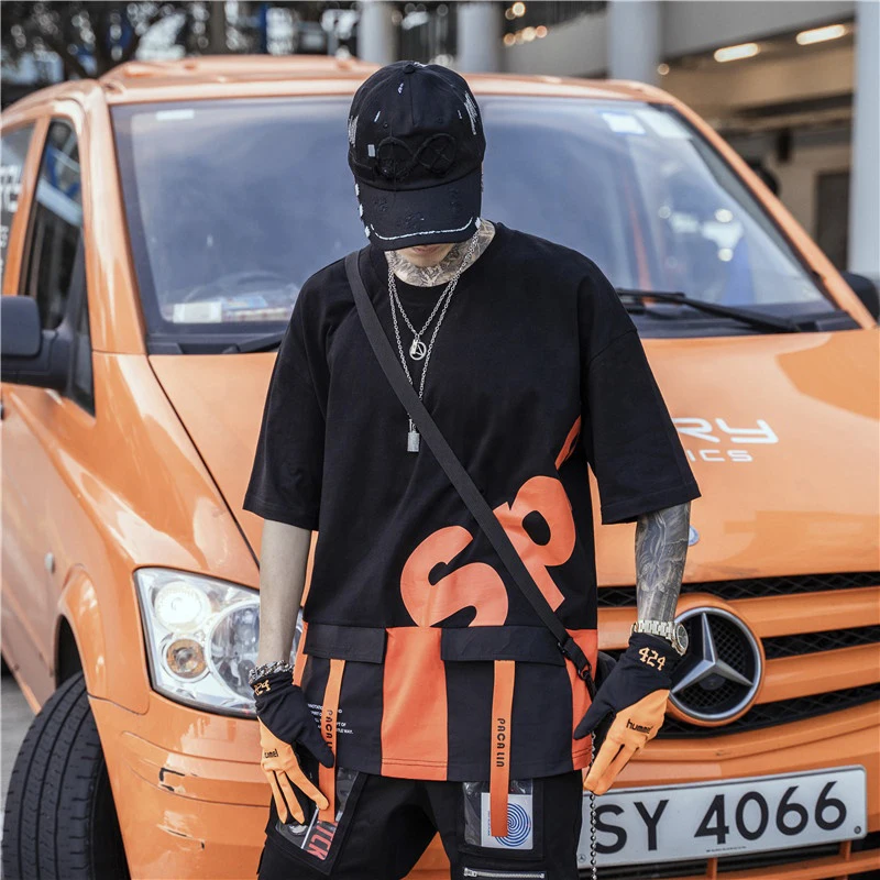Custom Wholesale Street Style Hip Hop Men T-Shirt Half Sleeves T Shirt with Pocket
