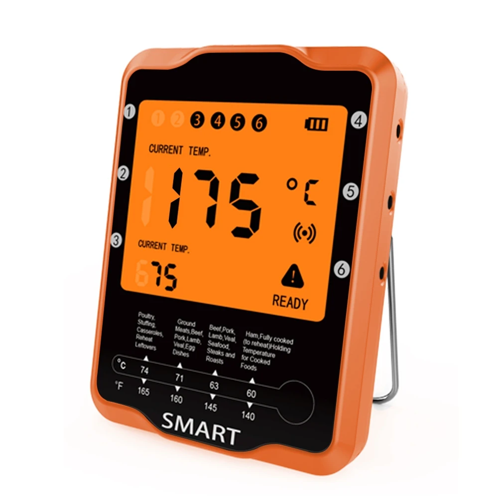 Цифровой термометр для барбекю, умный термометр с большим экраном и беспроводным подключением через приложение