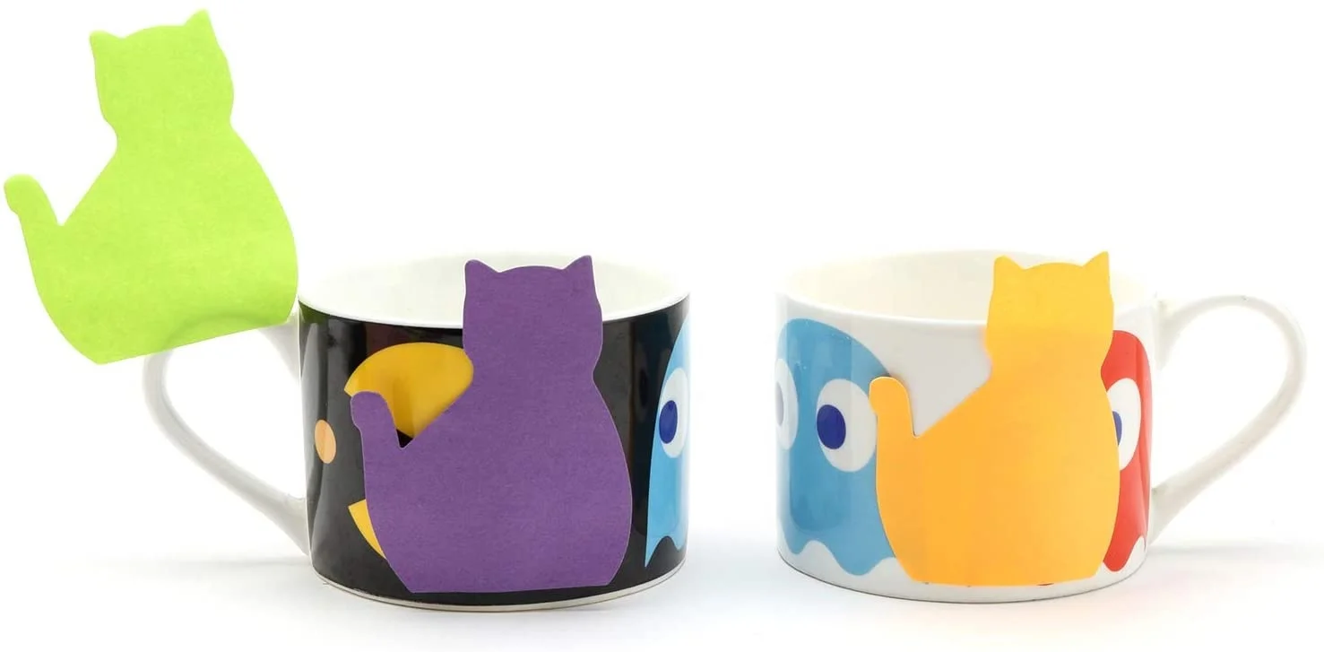 Cat Paper Clips and Silhouette Cat Shaped Sticky Notes Set Office Desk Accessories