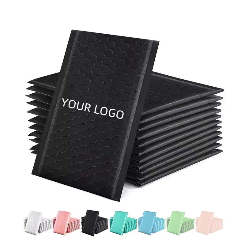 Custom Color Pattern Black Yellow Waterproof Padded Envelope Shipping Poly Bubble Mailer Bags With Full Area Custom Print