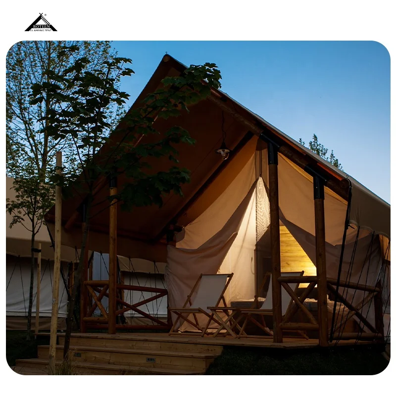 BOTEEN Luxury Lodge Tents Large Glamping Luxury Family Safari Hotel Lodge House Tent For Camping with Bathroom and Bed