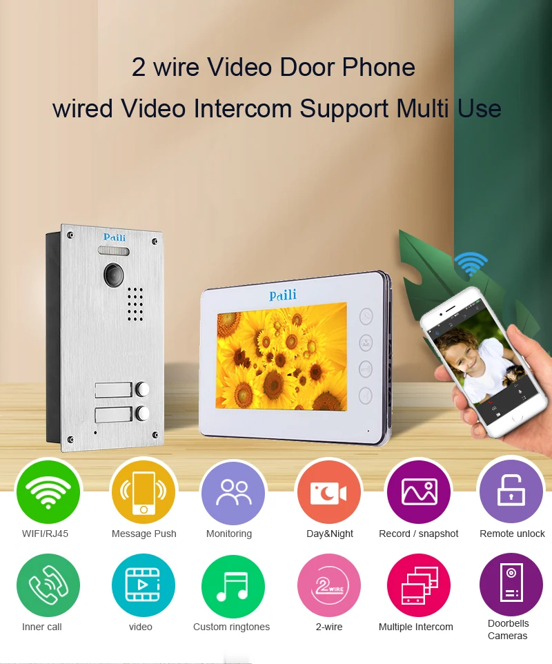 Villa Building Video intercom, IP video intercom system telephone doorbell, audio video intercom 2 wires Video Door Phone