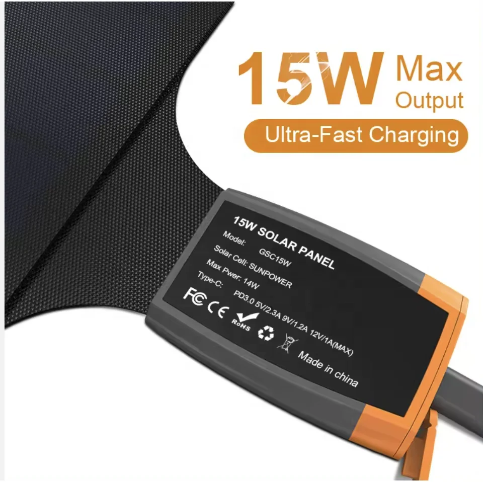 Glory Solar Plate solar charger 15 watt folding portable solar panel 5v small mini solar phone charger 18w 21w 5V  phone charger