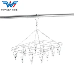 20 Clips Stainless Steel Multifunctional Circular/Square Socks Drying Rack