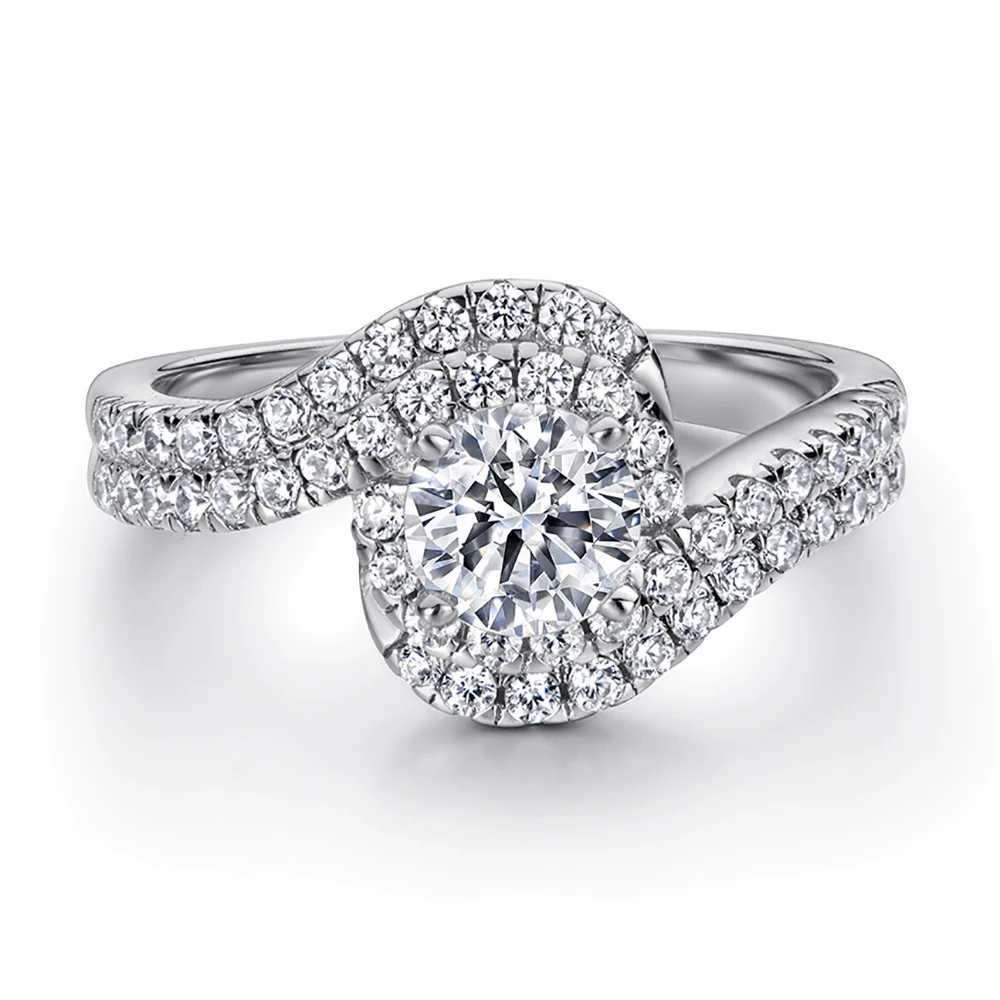 18K White Gold Austrian Crystal Diamond  Engagement Infinity Ring 925 Sterling Silver Plated Cut Diamond Wedding Rings for Women