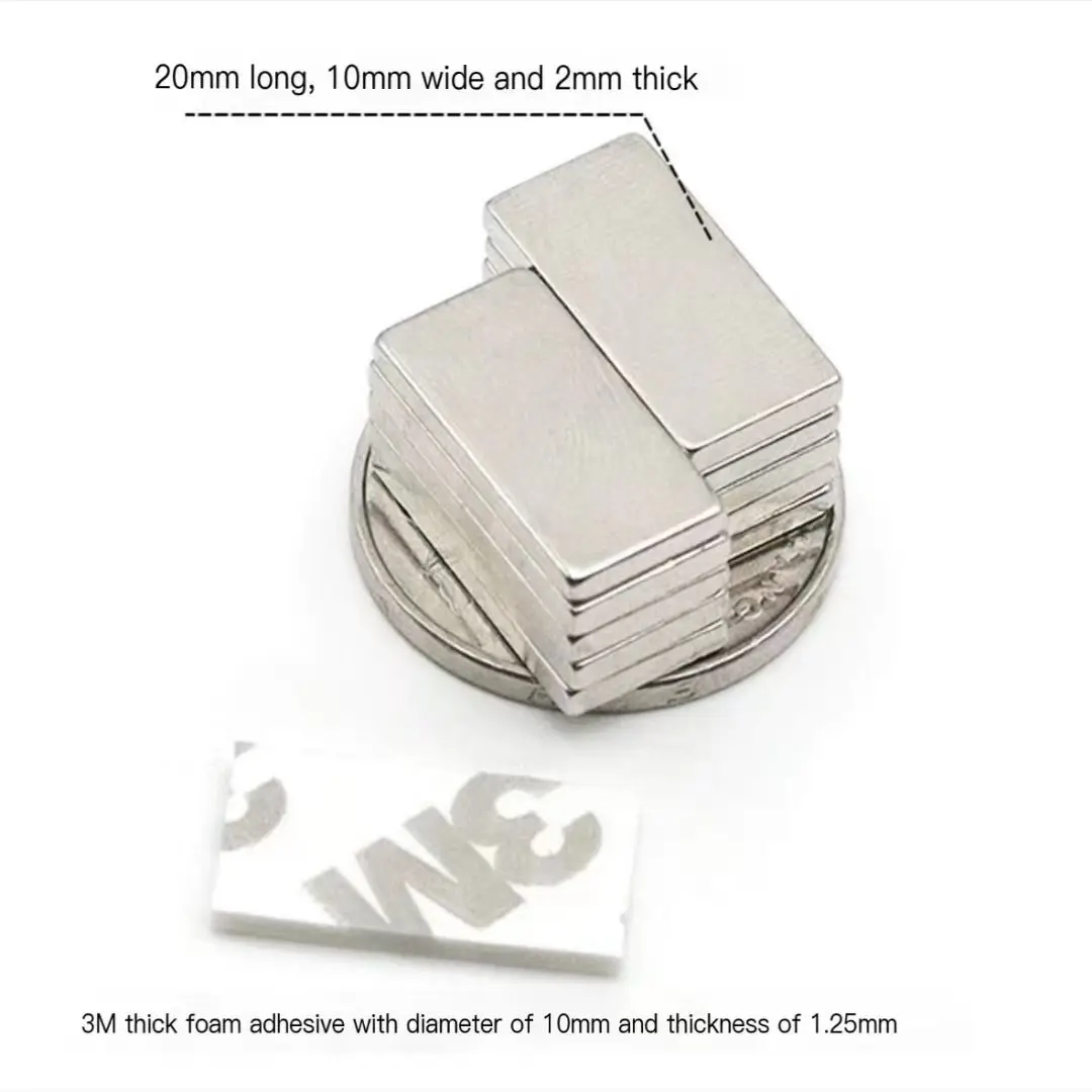 Ndfeb Super Strong N35 Rare Earth Neodymium Magnet Double-Sided Adhesive Block Rectangular 50X10X5 Materials Adhesive Magnet N52