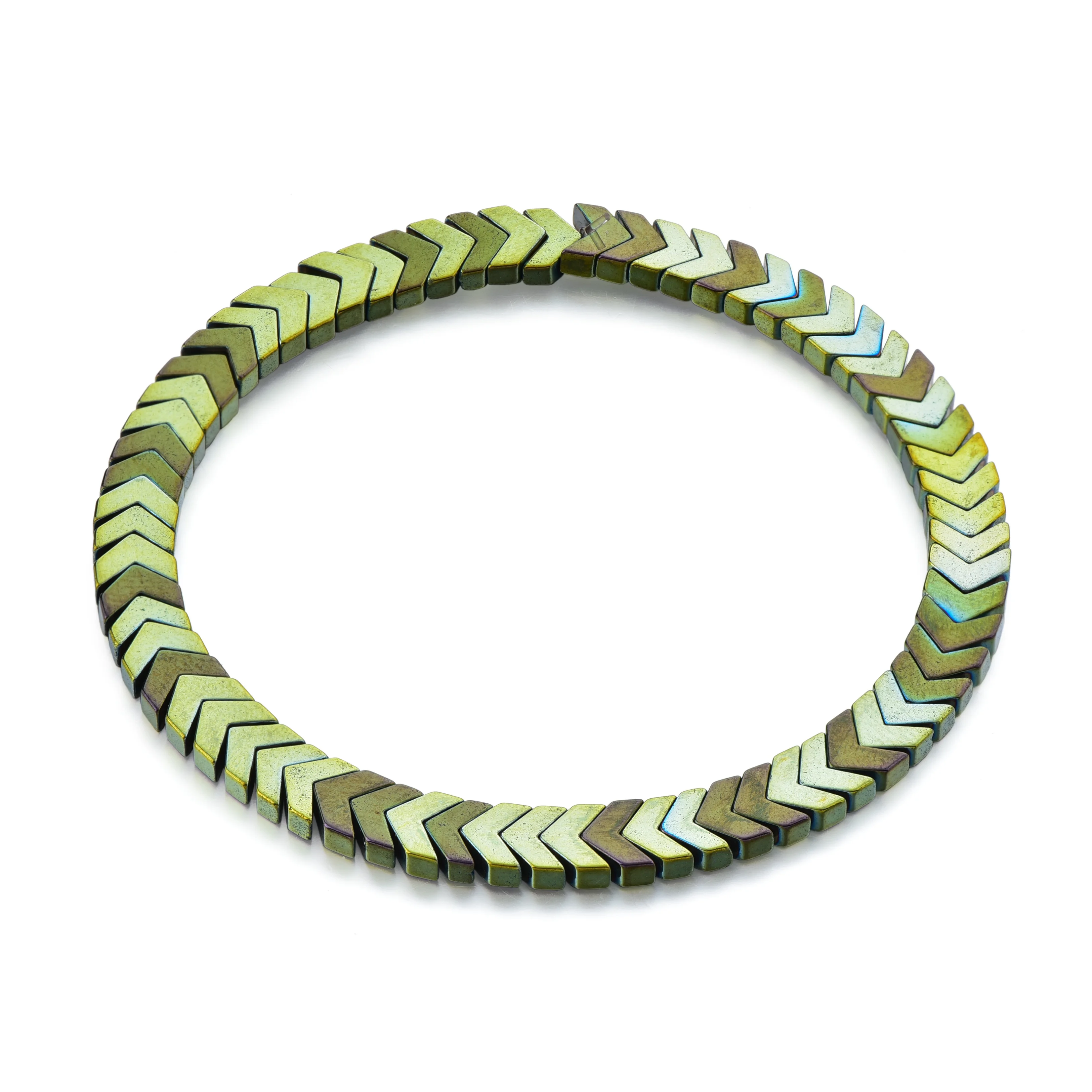 LongWay Custom Gold Colorful Arrow V Shape Natural Chevron Hematite Stone beaded Bracelets for Men Women