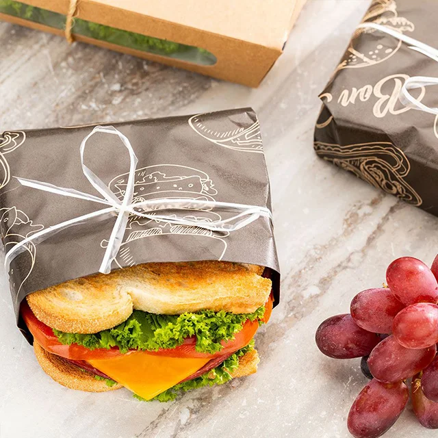 
Custom logo printing food grade burger wrapping paper bag 