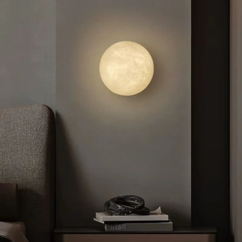 Simplicity Globe Alabaster LED Wall Light  for Bedroom Living Room Corridor Hallway Creative Marble Wall Lamp