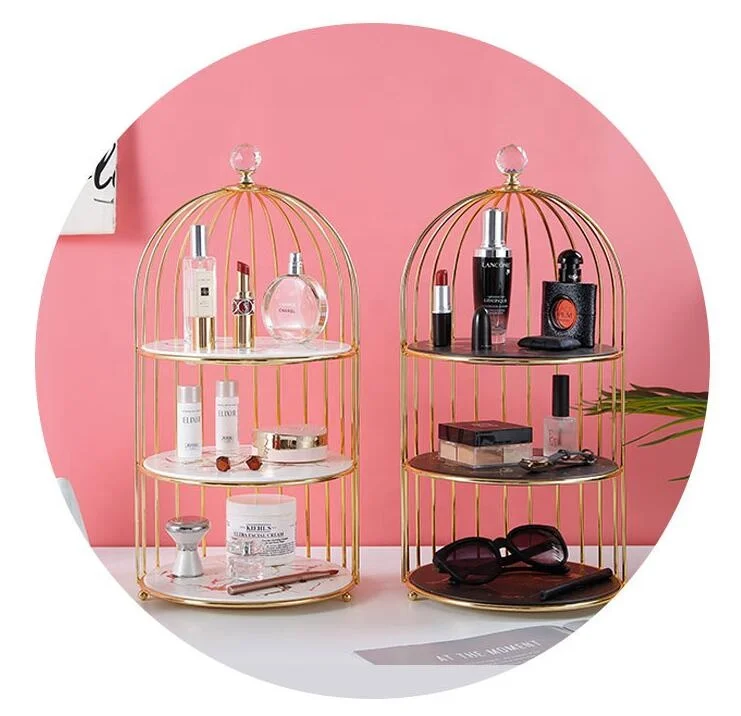 Ins desktop skincare finishing box birdcage creative cosmetic shelf