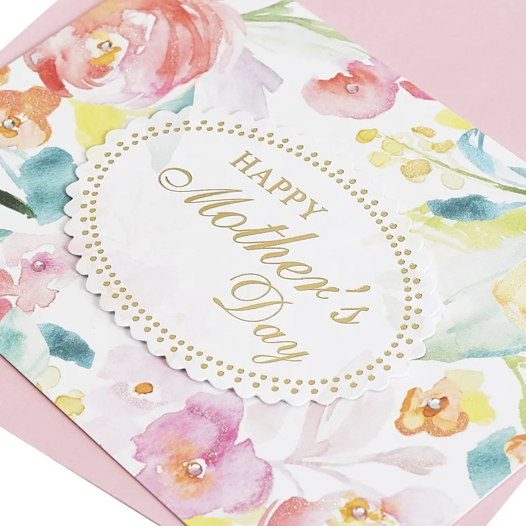 Счастливого Дня матери 3D Цветочные бумажные открытки ручной работы, розовые золотые фольгированные поздравительные открытки с конвертом
