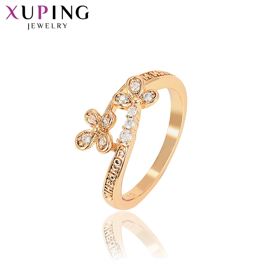 Xuping jewelry 14k gold color plated fashion luxury glass rings charm design gift party jewelry for girl women