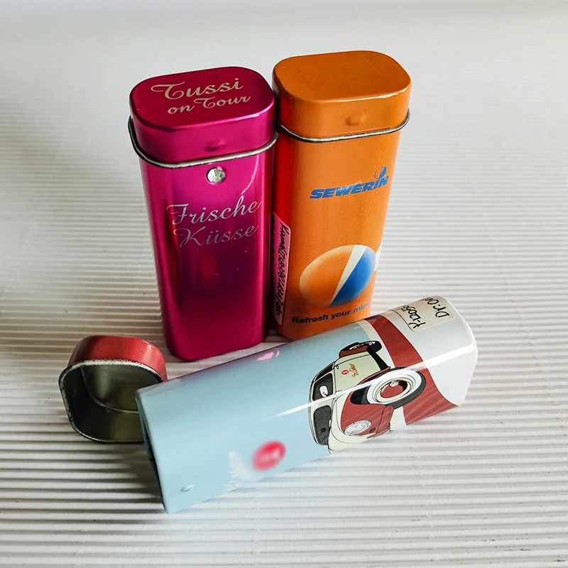 Customized Portable Birdseed Mint Chewing Gum Fruit Tin Box Pets Medicine Tinplate Drug Tin Box Travel Use Food Purpose