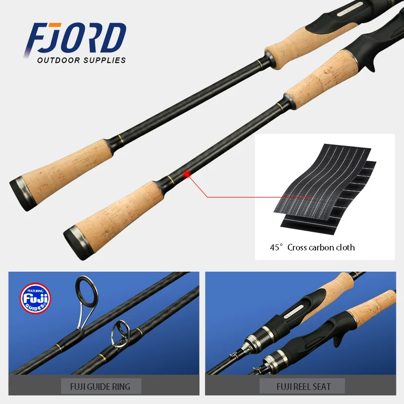 FJORD Fishing Rod Casting Spinnin 1.98m 2.1m 2.4m Fishing Hand Rod Saltwater Fishing Telescopic Rod
