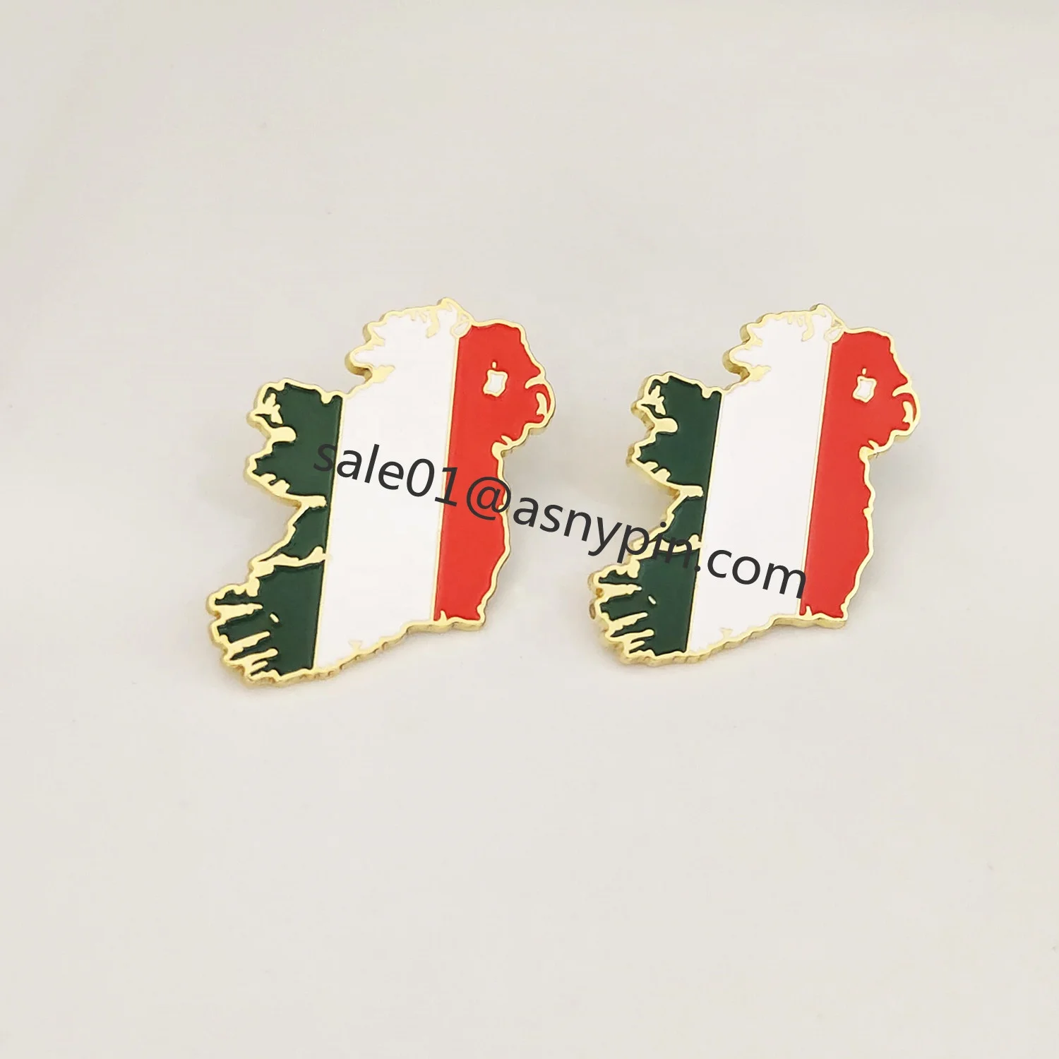 custom engraved Ireland country flag map shape pins