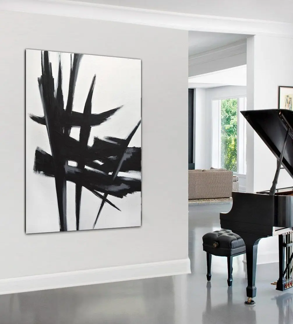 Wholesale High Quality Black and White Painting Handmade Black and White Oil Paintings