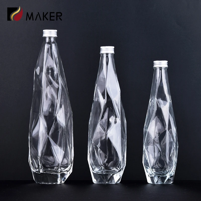 350Ml 500Ml 750Ml Manufacturer Luxurious Diamond Shape Alcohol Vodka Gin Tequila Wine Liquor Spirits Mineral Water Glass Bottles
