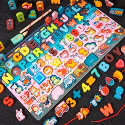 Wooden Number Puzzle Sorting Toys Toddlers Shape Sorter Counting Game Kids Preschool Education Math Stacking Block Jigsaw