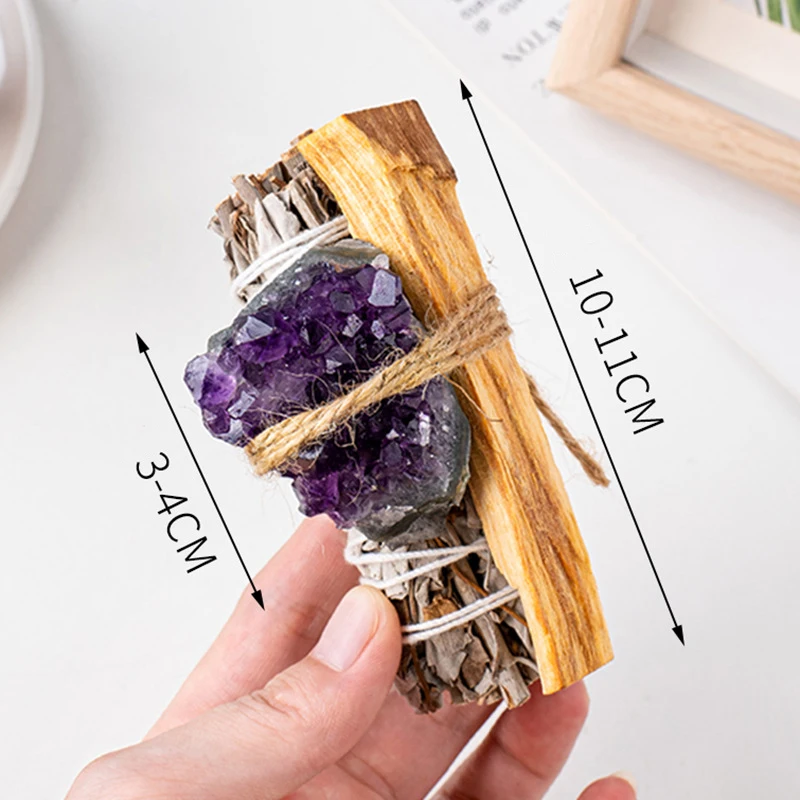 Natural Crystal Home Cleansing Negative Energy White Sage Incense Santo Palo Smudge Stick Bulk Wholesale