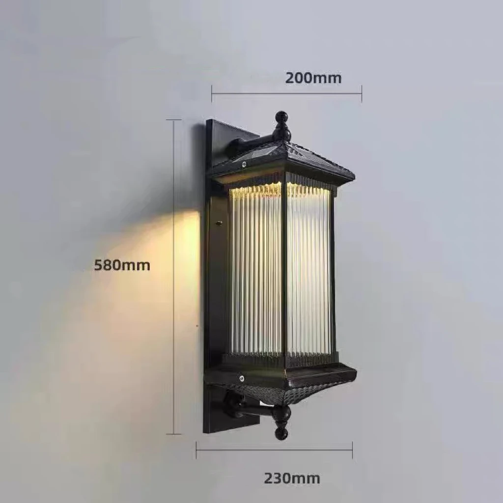 modern LED outdoor wall lamp solar energy balcony light garden fixture china external luminaire black vintage lantern wall lamp
