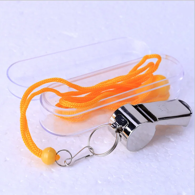 Outdoor Sports loud Sound metal Whistle with Lanyard Emergency Survival Stainless Steel Whistle