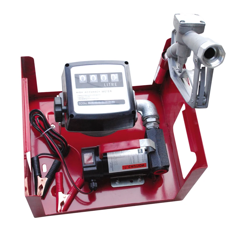 oil diesel kerosene electric transfer pump with flow meter hose nozzle DC 12V/24V