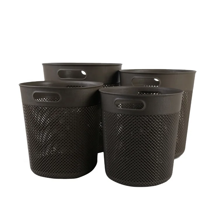 
Customized Storage Baskets Home High Quality Office Organizer Black Trash Paper Basket Organizer PP Rubbish Bin Plastic 