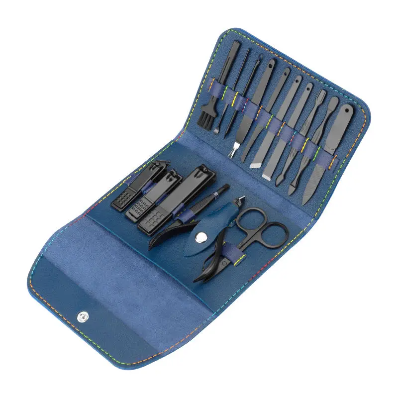 Professional Manicure Set - Stainless Steel Nail Clippers and Care Tools in Leather Travel Case - Portable Travel Nail Kit