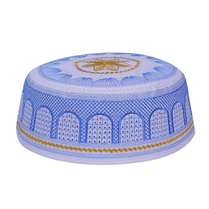 Men Muslim Prayer Kufi Hat Prayer Headwear Skull Cap Embroidery Kofia Islamic Prayer Cap
