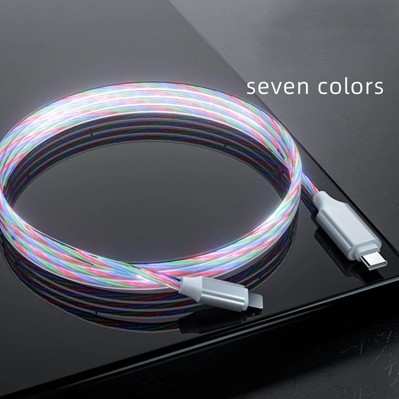 
2021New arrival 3 In 1 Led Super Magnetic Adsorption Fast Colorful Streamer Charging Cable 