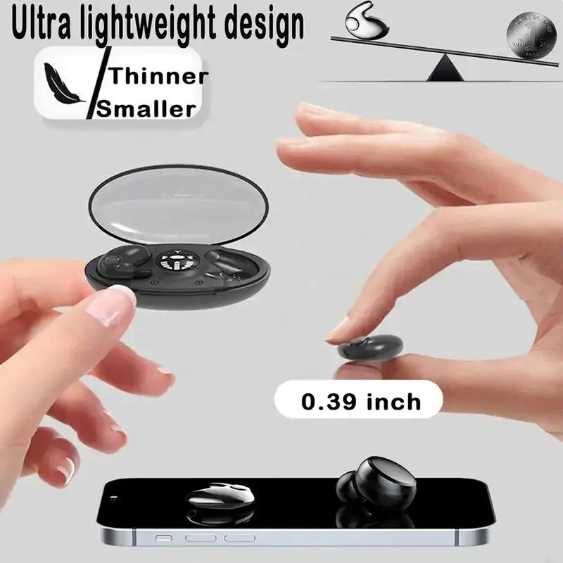 No Need to Insert Ear Sleep Bluetooth Earphones Wireless Bone Conduction  Enjoy Long Battery Life Dual Stereo Sound