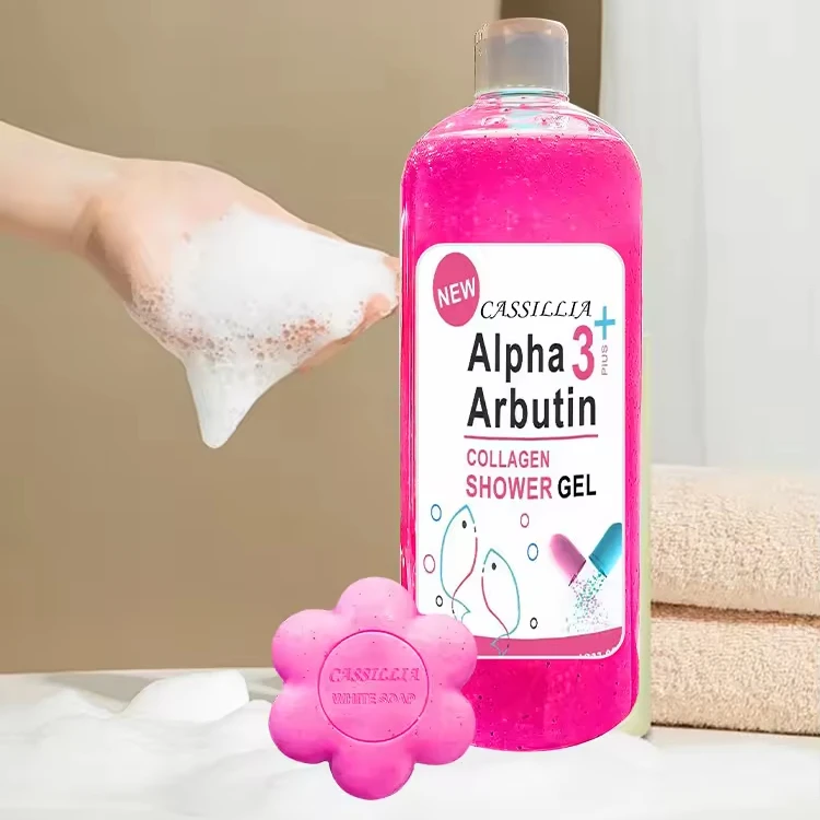 Private Label Organic Alpha Arbutin 3+ Collagen Refreshing Moisturizing Body Skin Care Shower Gel de douche Whitening Body Wash