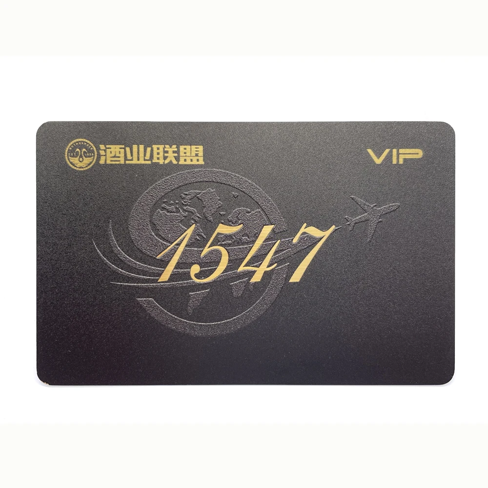 Print high-quality VIP club membership card, black embossed business card  PVC plastic customized business card business